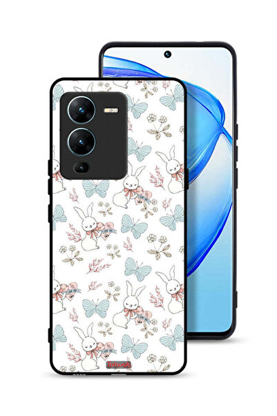 Tolwak غطاء حماية لهاتف Vivo V25 Pro 5G بطبعة أرنب وفراشات