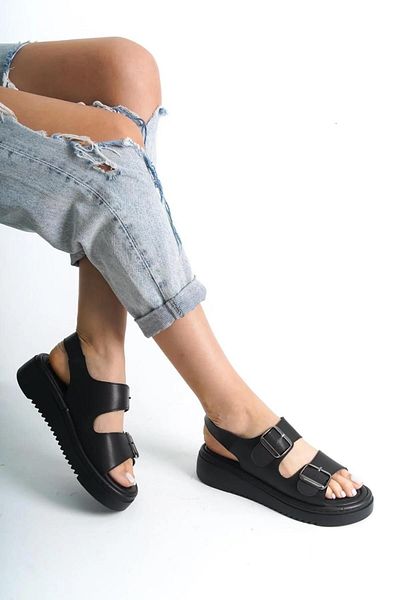 Papuçsepeti Shoe Basket Fncy-602 Casual Women's Double Buckle Comfortable Sandals