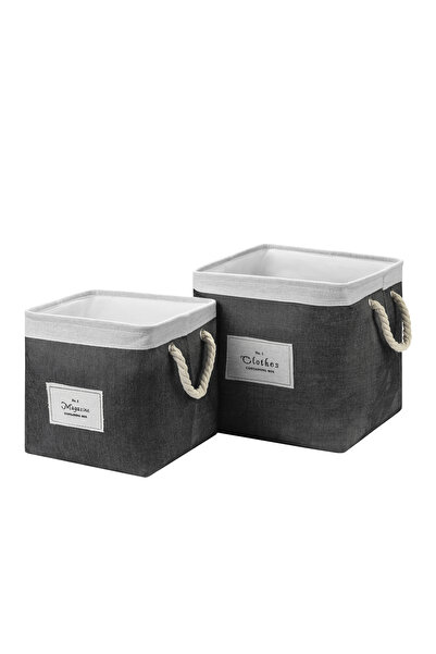 Lawazim Laundry Basket Set of 2 - Foldable Fabric Bins with Rope Handles for Home Organization