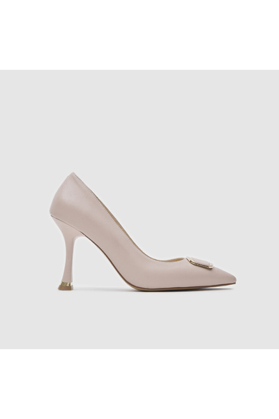 TOGO Bej Hakiki Deri Kadın Stiletto Ayakkabı [060065] – 13 pont (9 cm) Topuk