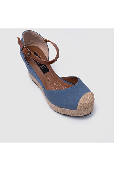 TOGO Mavi Kadın Dolgu Topuk Sandalet [051750]