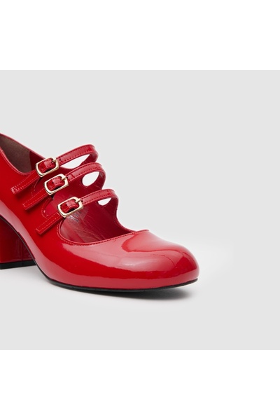 TOGO Kırmızı Rugan Hakiki Deri Kadın Topuklu Ayakkabı [060245]