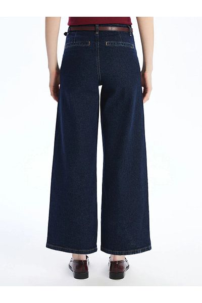 LC Waikiki Pantaloni de damă Wideleg Jean cu centură în talie