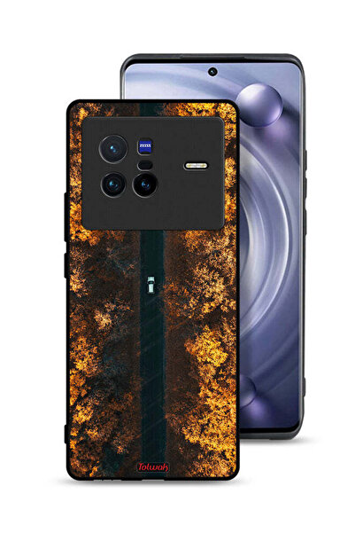 Tolwak غطاء حماية لهاتف Vivo X80 بتصميم طريق في أشجار الخريف
