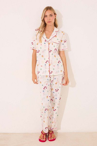 Women'secret 100% ivory cotton classic pyjamas