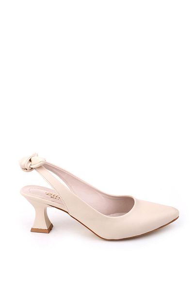 Papuçsepeti Shoe Basket 810 Women's 6 cm Heeled Open Back Bow Shoes