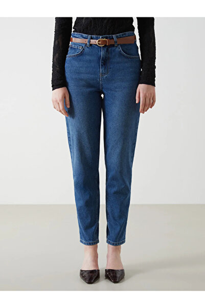 LC Waikiki Γυναικείο τζιν παντελόνι Mom Fit με ζώνη μέσης