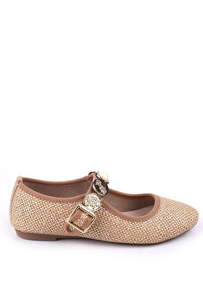 Papuçsepeti Shoe Basket 4709 Comfortable Sole Brooch Detailed Women's Ballerina Shoes