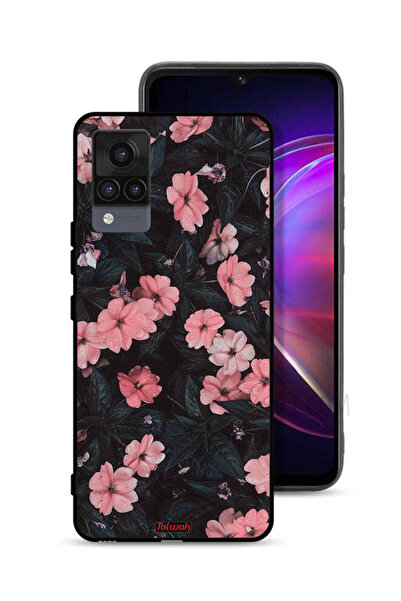 Tolwak غطاء حماية لهاتف Vivo V21 - لون الخوخ والورود الصغيرة