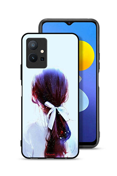 Tolwak غطاء حماية Vivo T1 5G بتصميم ربطة شعر مع رباط شعر وفن فتاة