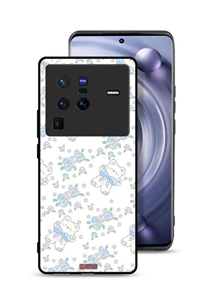 Tolwak غطاء حماية لهاتف Vivo X80 Pro بطبعة دب لطيف وزهور