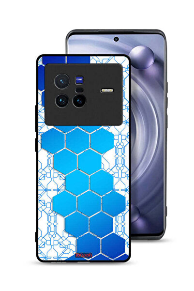 Tolwak غطاء حماية لهاتف Vivo X80 بنمط شبكة أيقونات سداسية الأضلاع