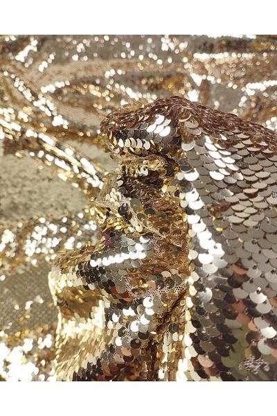 Kumaş Parça Double Sided Sequin Sequin in Gold Color (Width 130 cm X Length 220 cm)