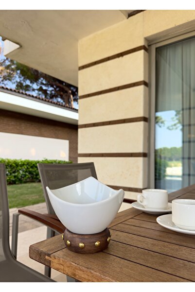 Ogia Concept Passion Ahşap Ayaklı Porselen Kase Gold Sunumluk 15 Cm ( Salata ...