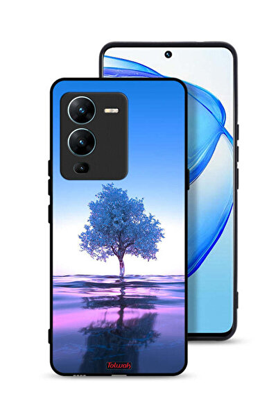 Tolwak غطاء حماية لهاتف Vivo V25 Pro 5G بتصميم شجرة نيون وانعكاس مائي فني رقمي