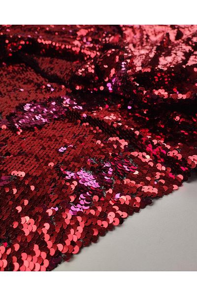 Kumaş Parça Red Pink Colored Double Sided Sequin Sequin (Width 130 cm X Length 230 cm)