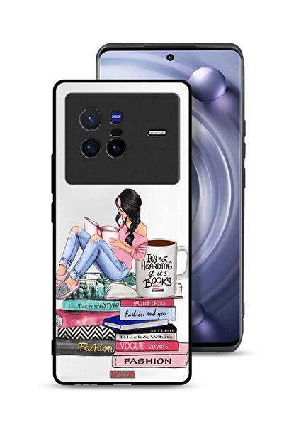 Tolwak غطاء حماية لهاتف Vivo X80 بتصميم فتاة وكتب أزياء فنية