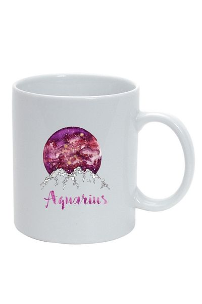 INOVATIX Personalized white mug, Zodiac, Aquarius, white, D1386, INOVATIX®. 330ml