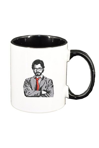 INOVATIX Cana alba personalizata, La Casa De Papel, interior negru, D1489, INOVATIX®. 330ml