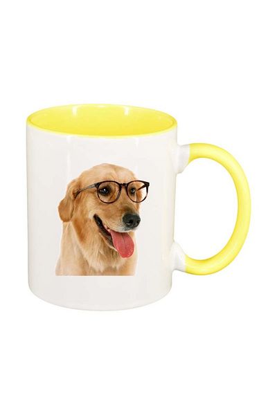 INOVATIX Personalized white mug, Dog, yellow interior, D180, INOVATIX®. 330ml
