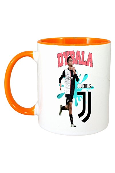 INOVATIX Cana Alba Personalizata, Dybala Juventus, Maner Si Interior Portocaliu, ®. 330ml