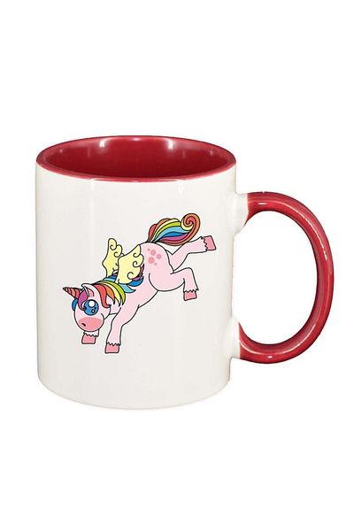 INOVATIX Personalized white mug, Unicorn, red interior, D971, INOVATIX®. 330ml