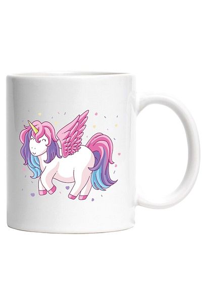 INOVATIX Personalized white mug, Unicorn, Wings, Fantastic, Hearts, INOVATIX®. 330ml
