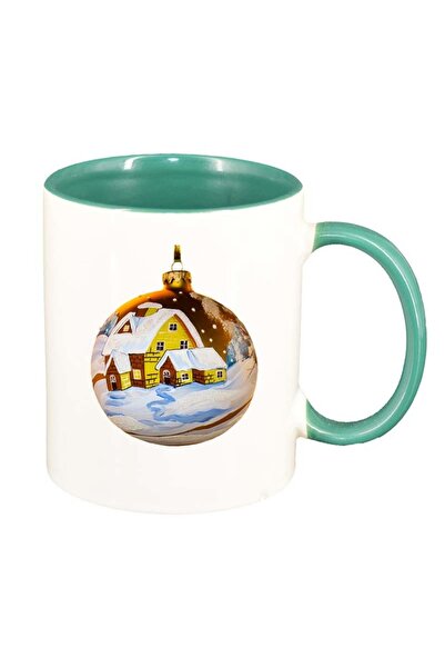 INOVATIX Персонализирана бяла чаша, Коледа, зелен интериор, D172, INOVATIX®. ...