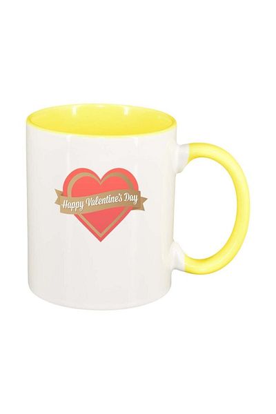 INOVATIX Cana alba personalizata, Love, interior galben, D336, INOVATIX®. 330ml