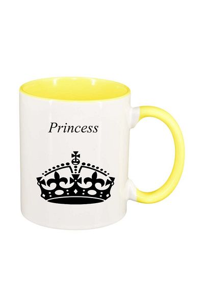 INOVATIX Personalized white mug, Princess, yellow interior, D914, INOVATIX®. 330ml