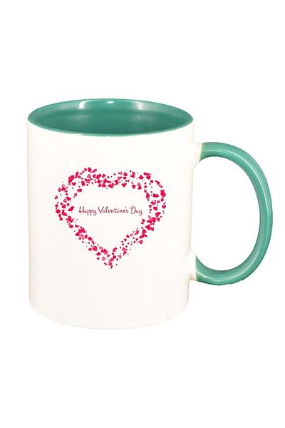 INOVATIX Personalized white mug, Love, green interior, D401, INOVATIX®. 330ml