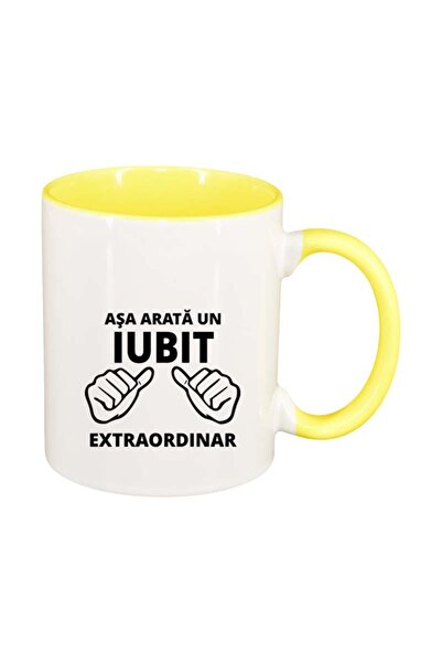 INOVATIX Cana alba personalizata, Extraordinar, interior galben, D88, INOVATI...
