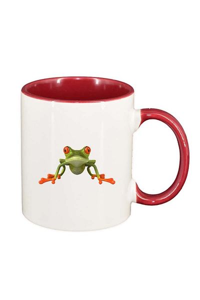 INOVATIX Personalized white mug, Frog, red interior, D187, INOVATIX®. 330ml
