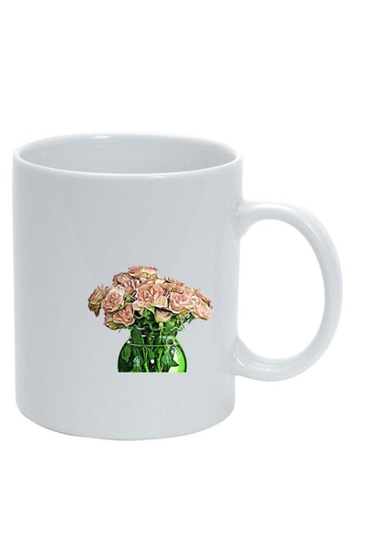 INOVATIX Εξατομικευμένη λευκή κούπα, Λουλούδια, λευκό, D980, INOVATIX®. 330ml