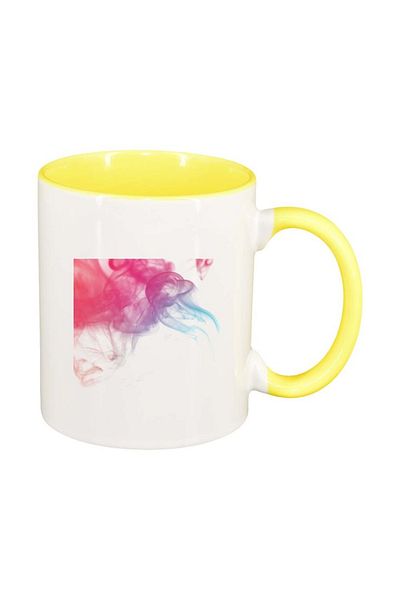 INOVATIX Personalized white mug, Colour, yellow interior, D266, INOVATIX®. 330ml