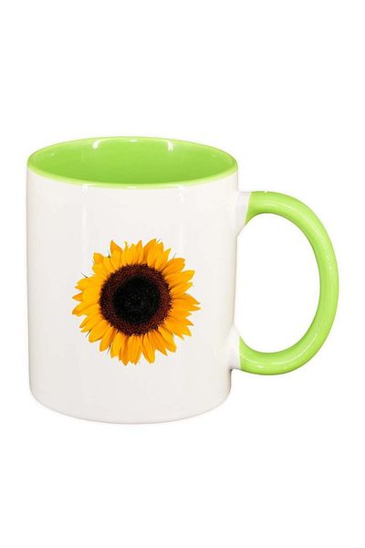 INOVATIX Personalized white mug, Flower, light green interior, D364, INOVATIX®. 330ml