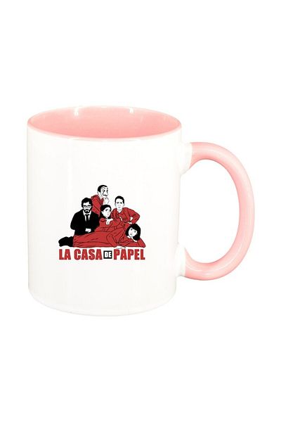 INOVATIX Cana alba personalizata, La Casa De Papel, interior roz, D1495, INOVATIX®. 330ml