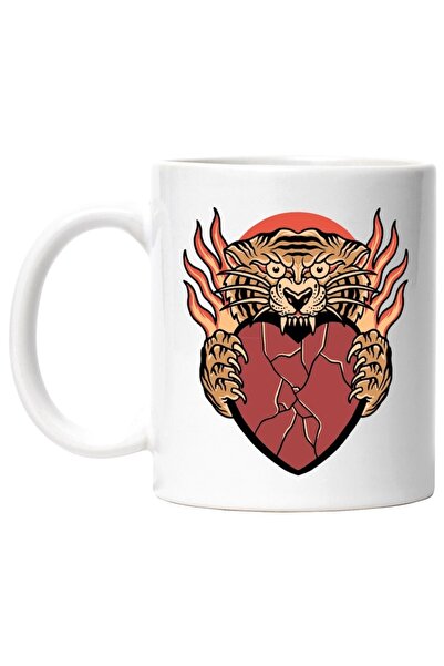 INOVATIX Cana alba personalizata, Tigru, Inima, Flacari, Muscatura, Crapaturi...