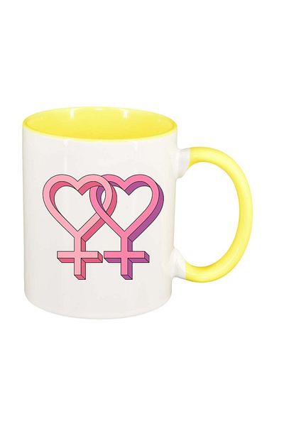 INOVATIX Personalized white mug, Gender Sign, yellow interior, D985, INOVATIX®. 330ml