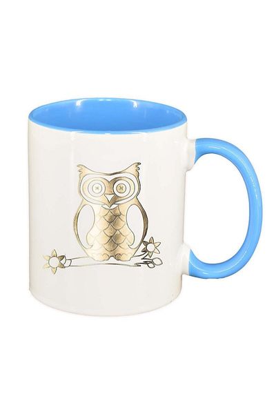 INOVATIX Cana alba personalizata, Owl, interior albastru, D964, INOVATIX®. 330ml