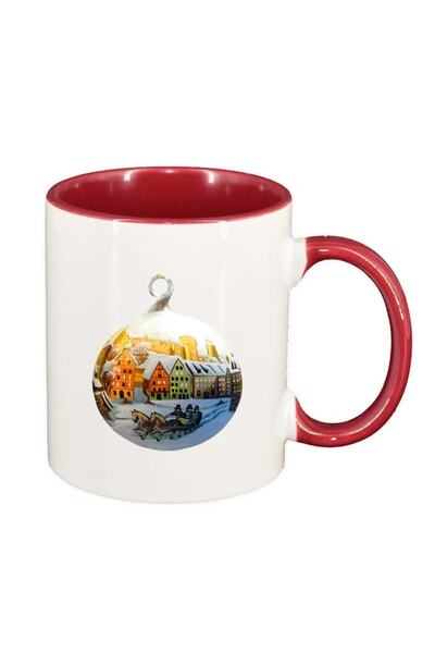 INOVATIX Cana alba personalizata, Craciun, interior rosu, D171, INOVATIX®. 330ml