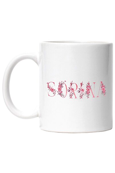 INOVATIX Cana alba personalizata, Numele Sorina, Floral, Colorat, Creativ, Fr...