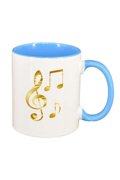 INOVATIX Personalized white mug, Musical Notes, blue interior, D965, INOVATIX®. 330ml