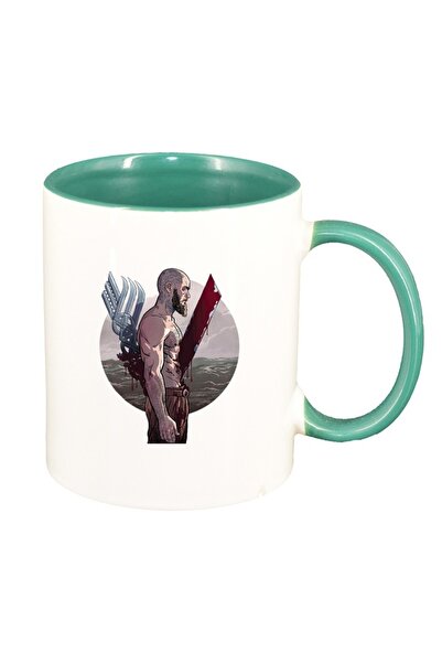 INOVATIX Εξατομικευμένη λευκή κούπα, Vikings, πράσινο εσωτερικό, D1439, INOVA...