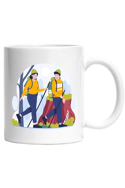 INOVATIX Personalized white mug, Bat, Trees, Nature, Hiking, Backpack, Fes, Sun, INOVATIX®. 330ml