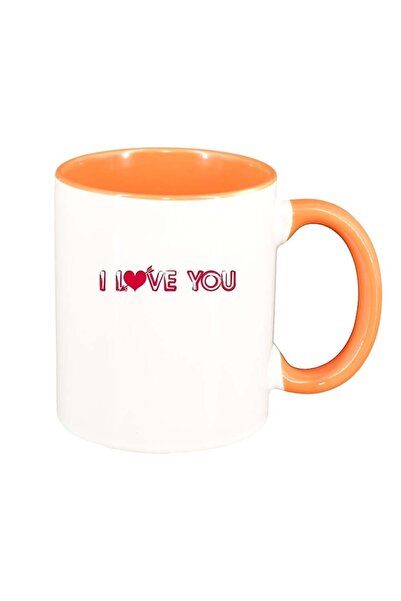 INOVATIX Персонализирана бяла чаша, Love, оранжева вътрешност, D340, INOVATIX...