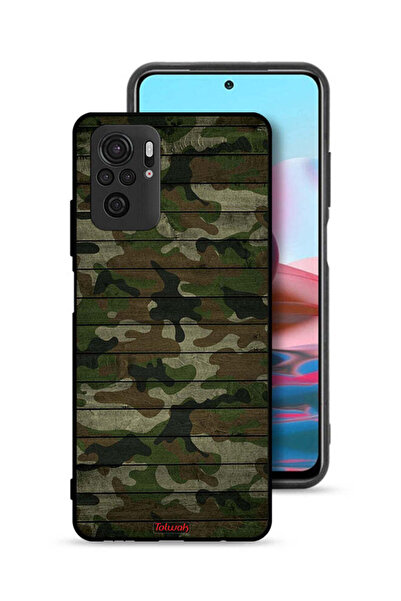 Tolwak Xiaomi Redmi Note 10 4G Protective Case Cover Camouflage Wooden Pattern