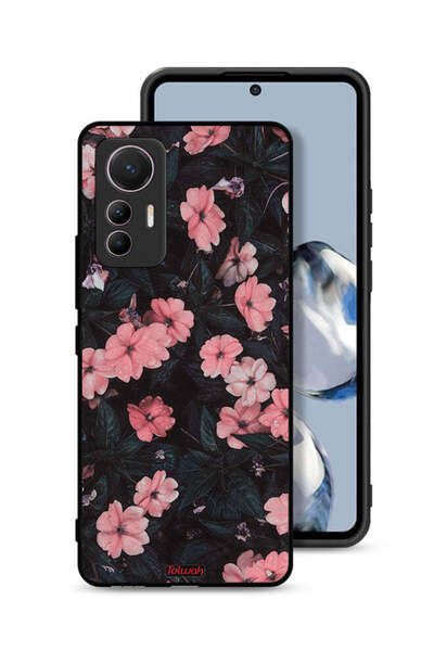 Tolwak غطاء حماية لهاتف شاومي 12 لايت - لون الخوخ والورود الصغيرة