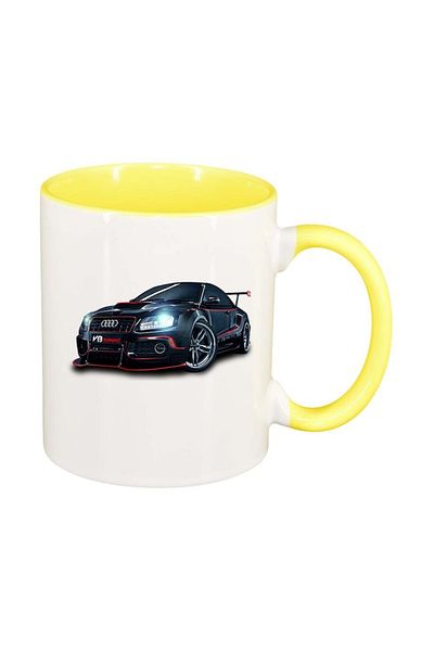INOVATIX Personalized white mug, Car, yellow interior, D960, INOVATIX®. 330ml