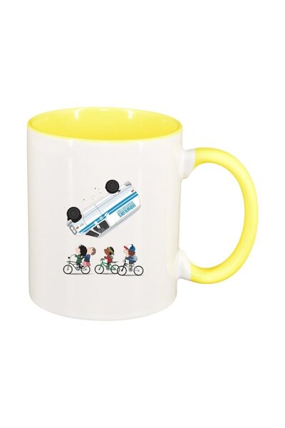 INOVATIX Εξατομικευμένη λευκή κούπα, Stranger Things, κίτρινο εσωτερικό, D130...